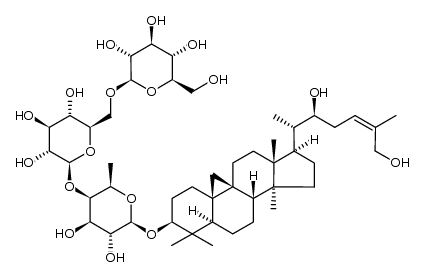 β-D-吡喃半乳糖苷,(3β,22S,24Z)-22,26-二羟基-9,19-环羊毛甾-24-烯-3基 O-β-D-吡喃葡萄糖基-(1→6)-O-β-D-吡喃葡萄糖基-(1→4)-6-脱氧- 结构式