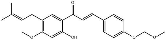 2-Propen-1-one, 1-[2-hydroxy-4-methoxy-5-(3-methyl-2-buten-1-yl)phenyl]-3-[4-(methoxymethoxy)phenyl]-, (2E)- 结构式