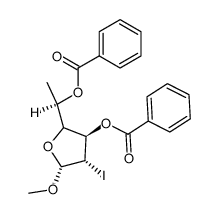 甲基 2,6-二脱氧-2-碘-β-D-阿洛呋喃糖苷二苯甲酸酯 结构式