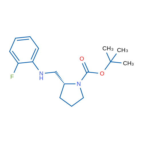 (R)-1-叔丁氧羰基-2-[(2-氟苯基氨基)甲基]吡咯烷 结构式