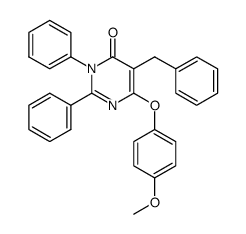 4(3H)-Pyrimidinone, 6-(4-methoxyphenoxy)-2,3-diphenyl-5-(phenylmethyl)- 结构式