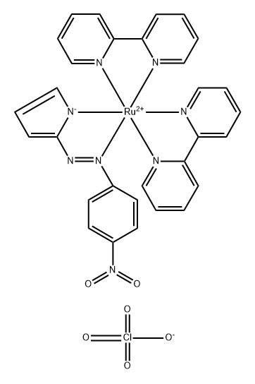 双(2,2'-联吡啶-κN1,κN1')[2-[2-(4-硝基苯基)二氮烯基-κN2]-1H-吡咯根合-κN]钌(1+) (OC-6-23)- 高氯酸盐(1:1) 结构式