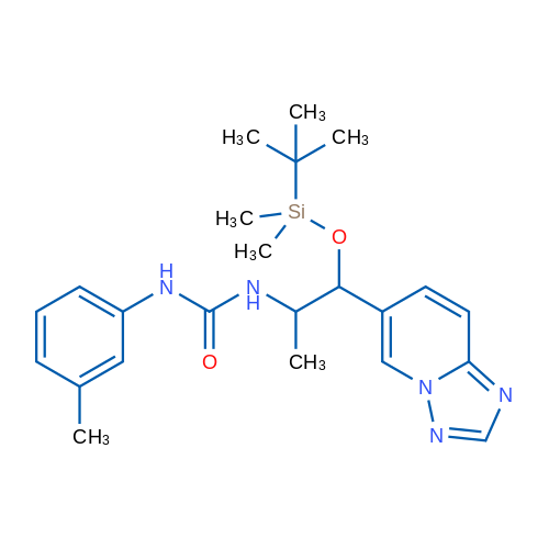 1-(1-([1,2,4]噻唑并[1,5-a]吡啶-6-基)-1-((叔丁基二甲基甲硅烷基)氧基)丙烷-2-基)-3-(间甲苯)脲 结构式
