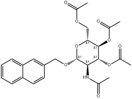 2-萘甲基 2-乙酰氨基-3,4,6-三-O-乙酰基-2-脱氧-B-D-吡喃葡萄糖苷 结构式
