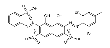 2,7-萘二磺酸,3-[2-(2,6-二溴-4-甲基苯基)偶氮基]-4,5-二羟基-6-[2-(2-磺基苯基)偶氮基]- 结构式