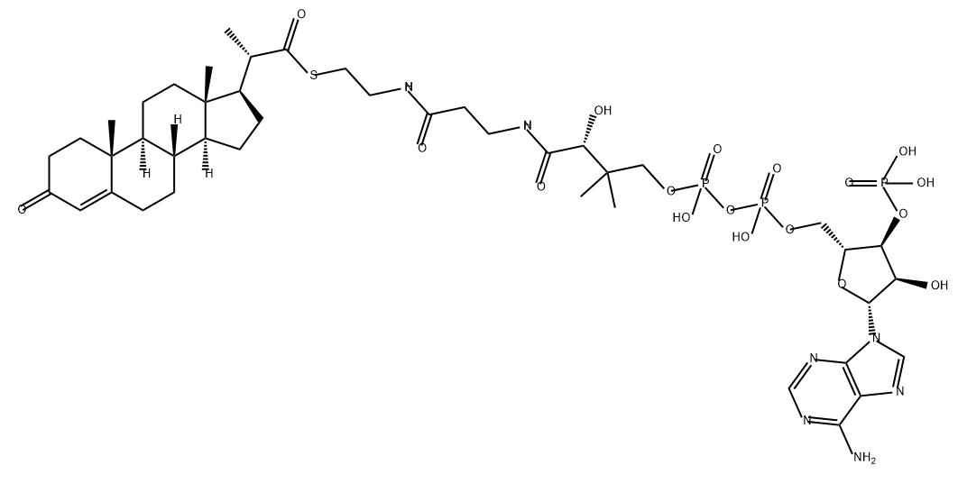 Pregn-4-ene-20-carbothioic acid, 3-oxo-, S-ester with coenzyme A, (20S)- 结构式