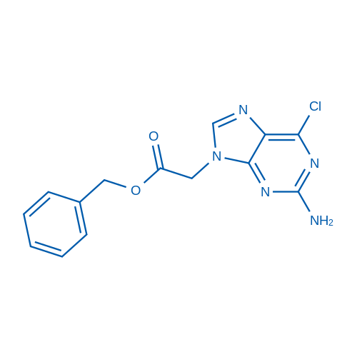 2-(2-氨基-6-氯-9H-嘌呤-9-基)乙酸苄酯 结构式