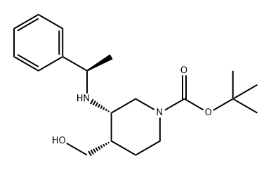(3S,4S)-4-(羟甲基)-3-[[(1R)-1-苯乙基]氨基]-1-哌啶甲酸叔丁酯 结构式