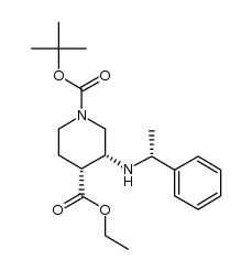1,4-Piperidinedicarboxylic acid, 3-[[(1R)-1-phenylethyl]amino]-, 1-(1,1-dimethylethyl) 4-ethyl ester, (3R,4R)- 结构式