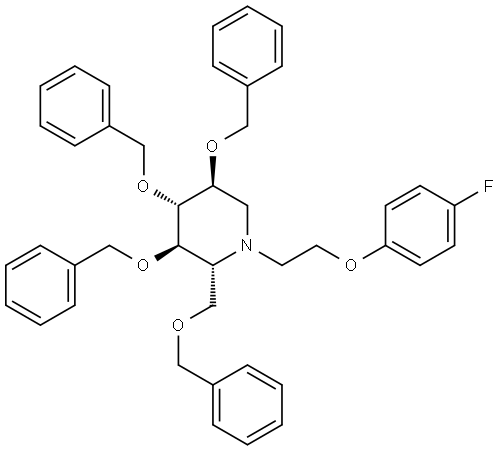 1-[2-(4-氟苯氧基)乙基]-3,4,5-三(苄氧基)-2-[(苄氧基)甲基]哌啶, [2R-(2α,3β,4α,5β)]- 结构式
