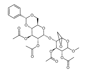 L-Sorbopyranose, 1,2-anhydro-3-O-[2,3-di-O-acetyl-4,6-O-[(R)-phenylmethylene]-α-D-glucopyranosyl]-6-C-methoxy-, diacetate (9CI) 结构式