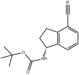 (R)-N-BOC-1-氨基-4-氰基-2,3-二氢茚 结构式
