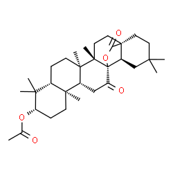 3β-乙酰氧基-12-氧代-13-羟基齐墩果烷-28-酸 28,13-内酯 结构式