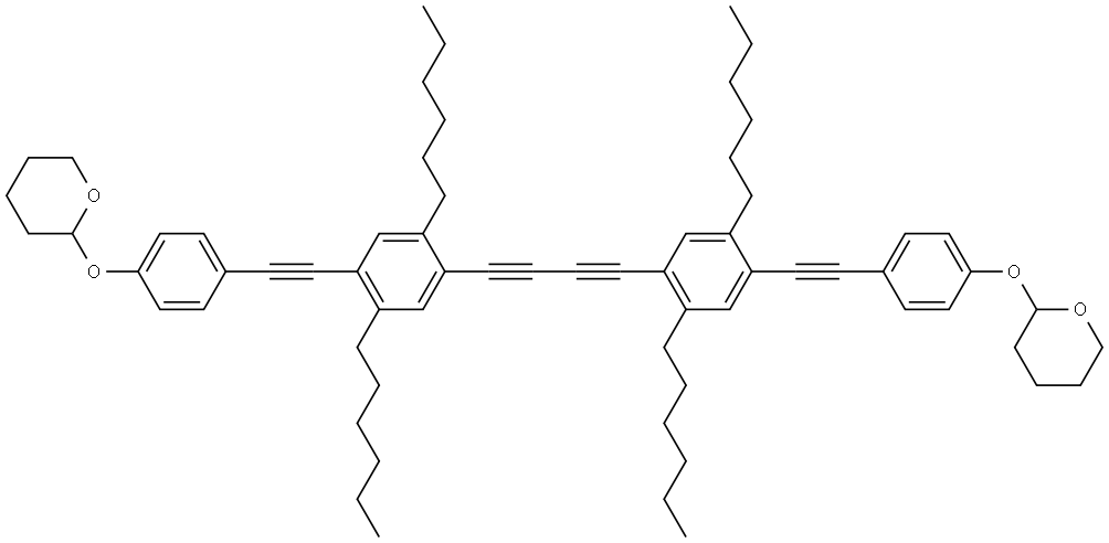 2,2'-[1,3-丁二炔-1,4-二基双[(2,5-二己基-4,1-亚苯基)-2,1-乙炔二基-4,1-亚苯基氧基]]双[四氢-2H-吡喃] 结构式