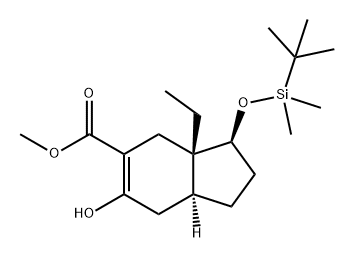 1H-Indene-5-carboxylic acid, 3-[[(1,1-dimethylethyl)dimethylsilyl]oxy]-3a-ethyl-2,3,3a,4,7,7a-hexahydro-6-hydroxy-, methyl ester, (3S,3aS,7aS)- 结构式
