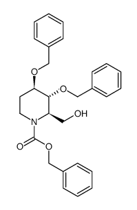 1-Piperidinecarboxylic acid, 2-(hydroxymethyl)-3,4-bis(phenylmethoxy)-, phenylmethyl ester, (2R,3R,4R)- 结构式