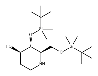 (2R,3R,4R)-3-[[(1,1-二甲基乙基)二甲基硅基]氧基]-2-[[[(1,1-二甲基乙基)二甲基硅基]氧基]甲基]-4-哌啶醇 结构式