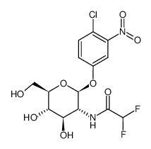4-氯-3-硝基苯基 2-脱氧-2-[(2,2-二氟乙酰基)氨基]-β-D-吡喃葡萄糖苷 结构式