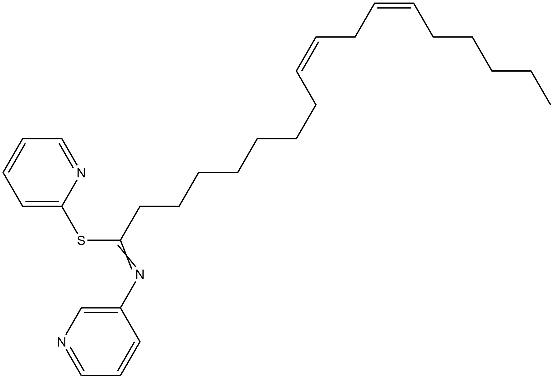 9,12-Octadecadienimidothioic acid, N-3-pyridinyl-, 2-pyridinyl ester, (,Z,Z)- (9CI) 结构式
