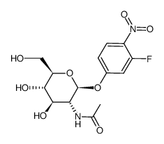 2-乙酰氨基-2-脱氧-3-氟-4-硝基苯基-β-D-吡喃葡萄糖苷 结构式