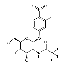 3-氟-4-硝基苯基 2-脱氧-2-[(2,2,2-三氟乙酰基)氨基]-β-D-吡喃葡萄糖苷 结构式