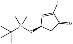 (4R)-4-[(叔丁基二甲基硅基)氧基]-2-碘-2-环戊烯-1-酮 结构式