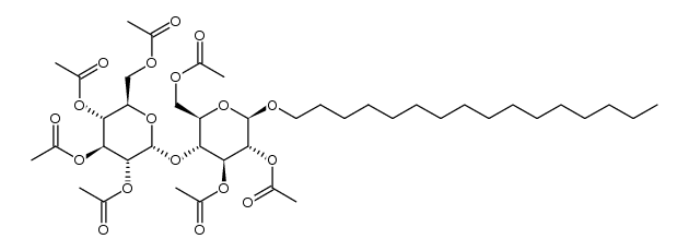β-D-Glucopyranoside, hexadecyl 4-O-(2,3,4,6-tetra-O-acetyl-α-D-glucopyranosyl)-, 2,3,6-triacetate 结构式
