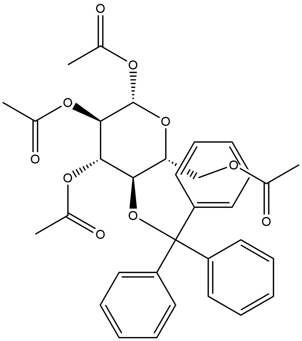 4-O-(三苯甲基)-β-D-吡喃葡萄糖四乙酸酯 结构式