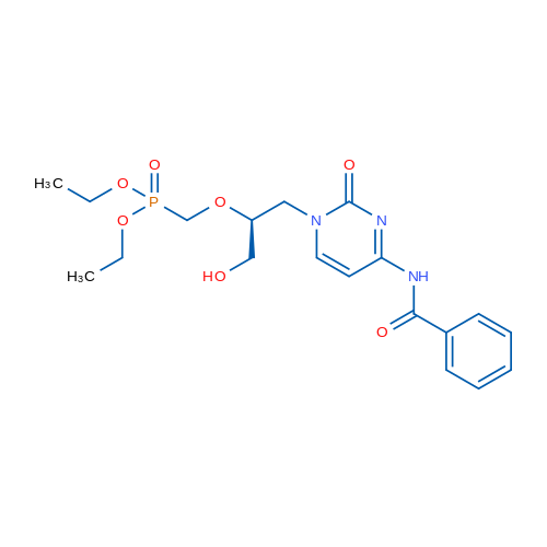 P-[[(1S)-2-[4-(苯甲酰氨基)-2-氧代-1(2H)-嘧啶基]-1-(羟甲基)乙氧基]甲基]膦酸二乙酯 结构式