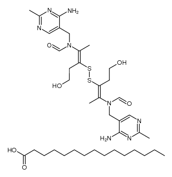 Pentadecanoic acid, compd. with (Z,Z)-N,N'-[dithiobis[2-(2-hydroxyethyl)-1-methyl-2,1-ethenediyl]]bis[N-[(4-amino-2-methyl-5-pyrimidinyl)methyl]formamide] (6:1) (9CI) 结构式