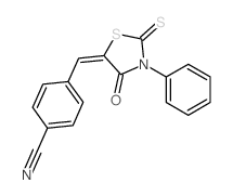 4-[(4-氧代-3-苯基-2-硫代噻唑烷-5-亚基)甲基]苯甲腈 结构式