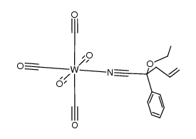 五羰基(α-乙氧基-α-2-丙烯基苯乙腈-N)合钨 结构式