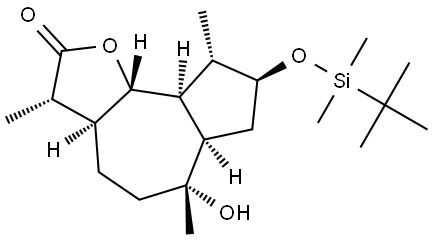 Azuleno[4,5-b]furan-2(3H)-one, 8-[[(1,1-dimethylethyl)dimethylsilyl]oxy]decahydro-6-hydroxy-3,6,9-trimethyl-, (3S,3aS,6R,6aR,8S,9S,9aS,9bS)- 结构式