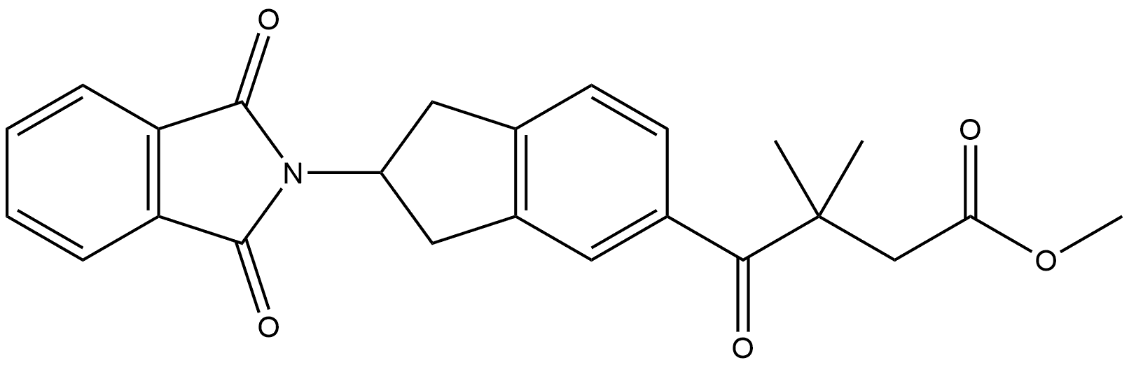 1H-Indene-5-butanoic acid, 2-(1,3-dihydro-1,3-dioxo-2H-isoindol-2-yl)-2,3-dihydro-β,β-dimethyl-γ-oxo-, methyl ester 结构式