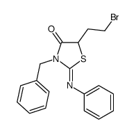 4-Thiazolidinone, 5-(2-bromoethyl)-2-(phenylimino)-3-(phenylmethyl)- 结构式