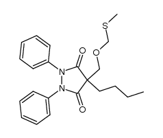 3,5-Pyrazolidinedione, 4-butyl-4-[[(methylthio)methoxy]methyl]-1,2-diphenyl- 结构式