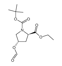 1,2-Pyrrolidinedicarboxylic acid, 4-(formyloxy)-, 1-(1,1-dimethylethyl) 2-ethyl ester, (2R,4S)- 结构式