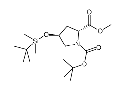 N-BOC-反式-4-OTBS-D-脯氨酸甲酯 结构式