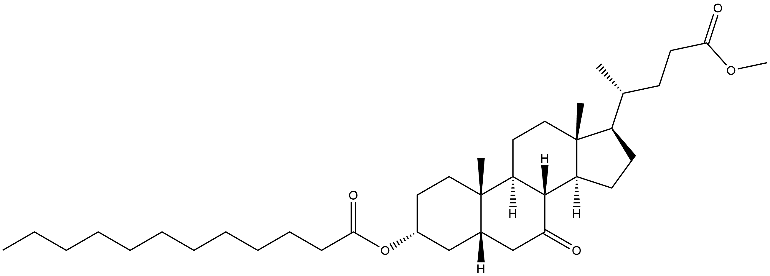 7-氧代-3-[(1-氧代十二烷基)氧基]胆烷-24-酸甲酯,(3α,5β)- 结构式