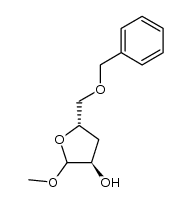 Methyl 3-deoxy-5-O-(phenylmethyl)-α-D-erythro-pentofuranoside 结构式