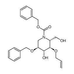 1-Piperidinecarboxylic acid, 4-hydroxy-2-(hydroxymethyl)-5-(phenylmethoxy)-3-(2-propen-1-yloxy)-, phenylmethyl ester, (2R,3R,4R,5S)- 结构式