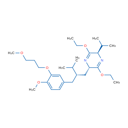 (2S,5R)-3,6-二乙氧基-2,5-二氢-2-[(2S)-2-[[4-甲氧基-3-(3-甲氧基丙氧基)苯基]甲基]-3-甲基丁基]-5-异丙基吡嗪 结构式
