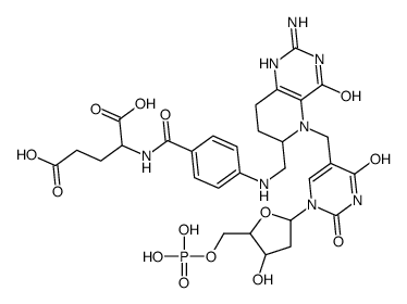 N-(4-(((2-amino-3,4,5,6,7,8-hexahydro-4-oxo-5-((2'-deoxyuridin-5-yl)methyl)pyrido(3,2-d)pyrimidin-6-yl)methyl)amino)benzoyl)glutamic acid 5'-monophosphate 结构式