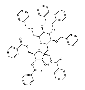 1,4,6-Tri-O-benzoyl-β-D-fructofuranosyl 2,3,4,6-tetrakis-O-(phenylmethyl)-α-D-glucopyranoside 结构式