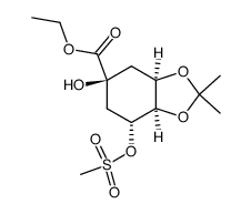 1,3-Benzodioxole-5-carboxylic acid, hexahydro-5-hydroxy-2,2-dimethyl-7-[(methylsulfonyl)oxy]-, ethyl ester, (3aR,5S,7R,7aR)- 结构式