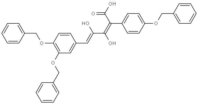 Benzeneacetic acid, α-[3-[3,4-bis(phenylmethoxy)phenyl]-1,2-dihydroxy-2-propenylidene]-4-(phenylmethoxy)-, (E,Z)- (9CI) 结构式