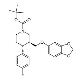 1-Piperidinecarboxylic acid, 3-[(1,3-benzodioxol-5-yloxy)methyl]-4-(4-fluorophenyl)-, 1,1-dimethylethyl ester, (3S,4R)- 结构式
