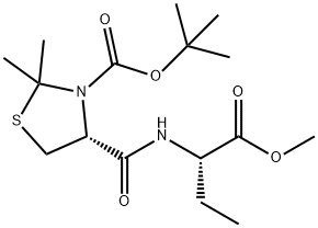 3-Thiazolidinecarboxylic acid, 4-[[[(1S)-1-(methoxycarbonyl)propyl]amino]carbonyl]-2,2-dimethyl-, 1,1-dimethylethyl ester, (4R)- (9CI) 结构式