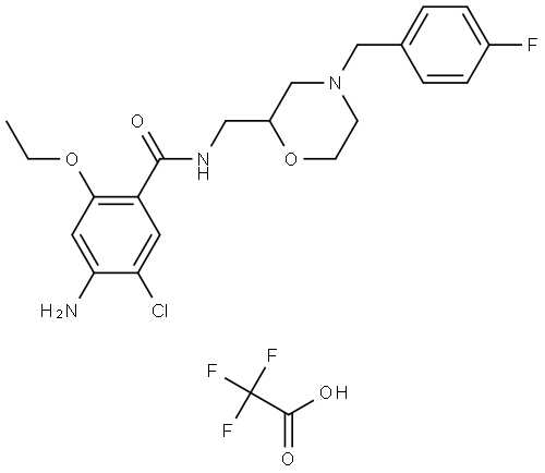 4-氨基-5-氯-2-乙氧基-N-[[4-[(4-氟苯基)甲基]-2-吗啉基]甲基]苯甲酰胺 三氟乙酸盐(1:1) 结构式