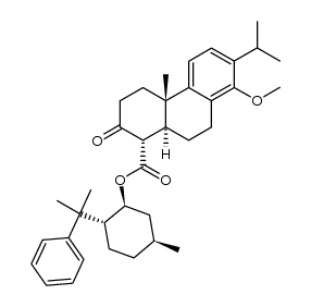 1-Phenanthrenecarboxylic acid, 1,2,3,4,4a,9,10,10a-octahydro-8-methoxy-4a-methyl-7-(1-methylethyl)-2-oxo-, (1S,2R,5S)-5-methyl-2-(1-methyl-1-phenylethyl)cyclohexyl ester, (1S,4aS,10aS)- 结构式